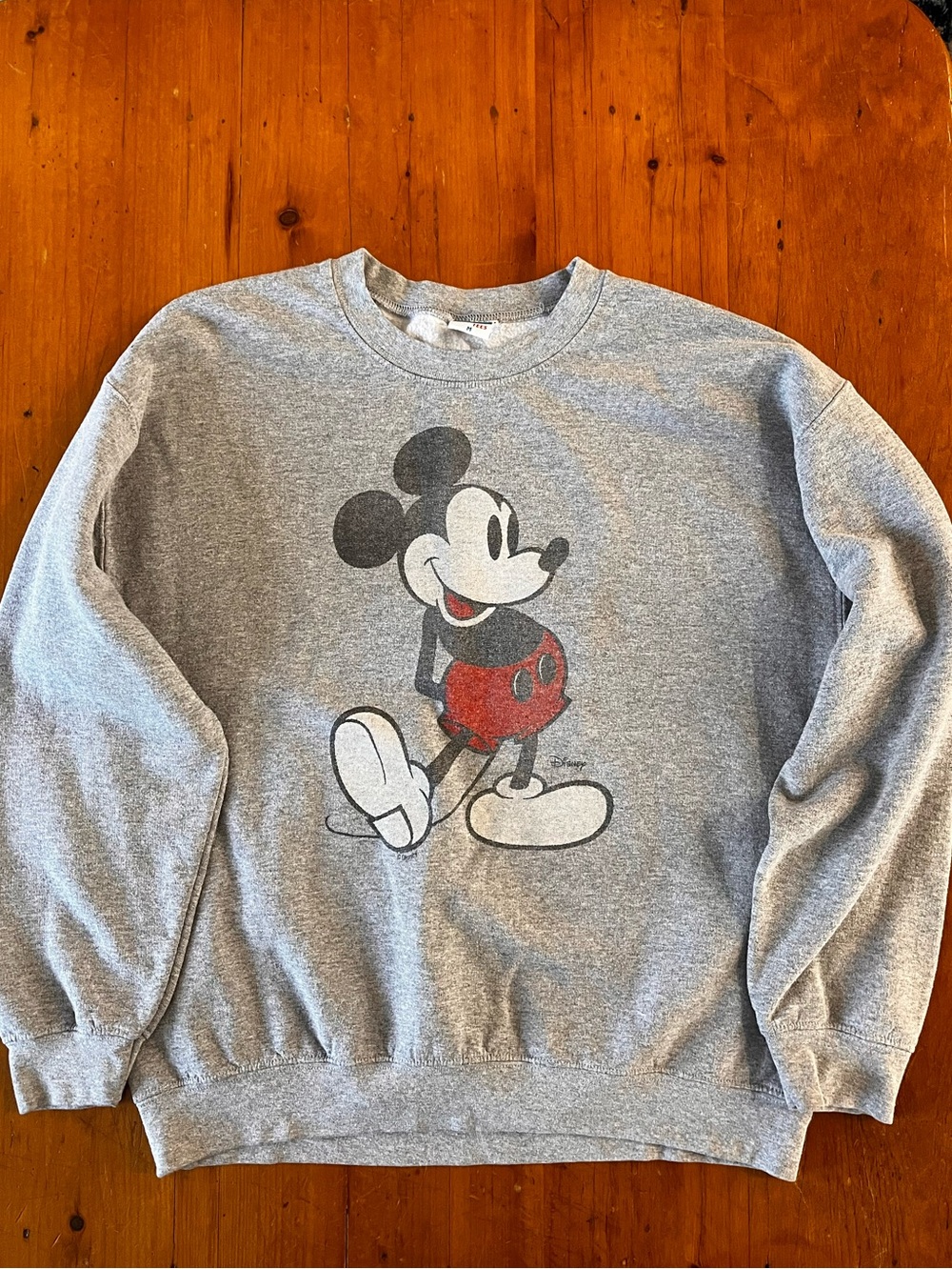Junk Food Clothing Classic Mickey Flea Market Fleece Heather Gray Sweatshirt